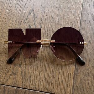 Unique NO Sunglasses with Gold Accents